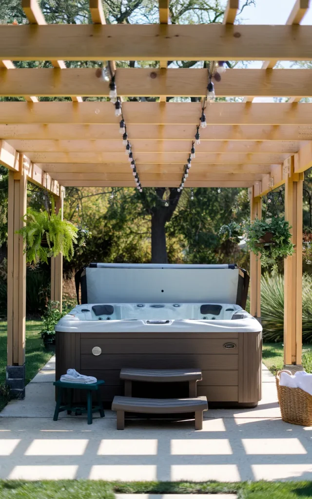 Place the Hot Tub Beneath a Pergola