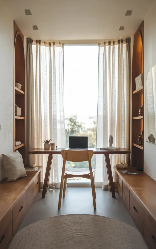 Place the desk directly beside a window.
