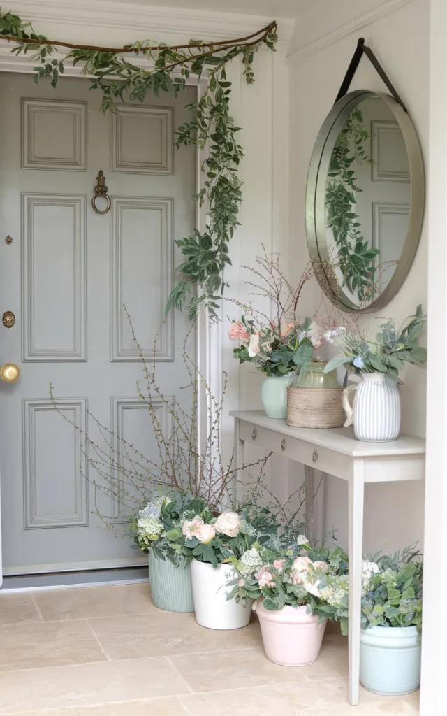 Style the doorway with seasonal greenery.