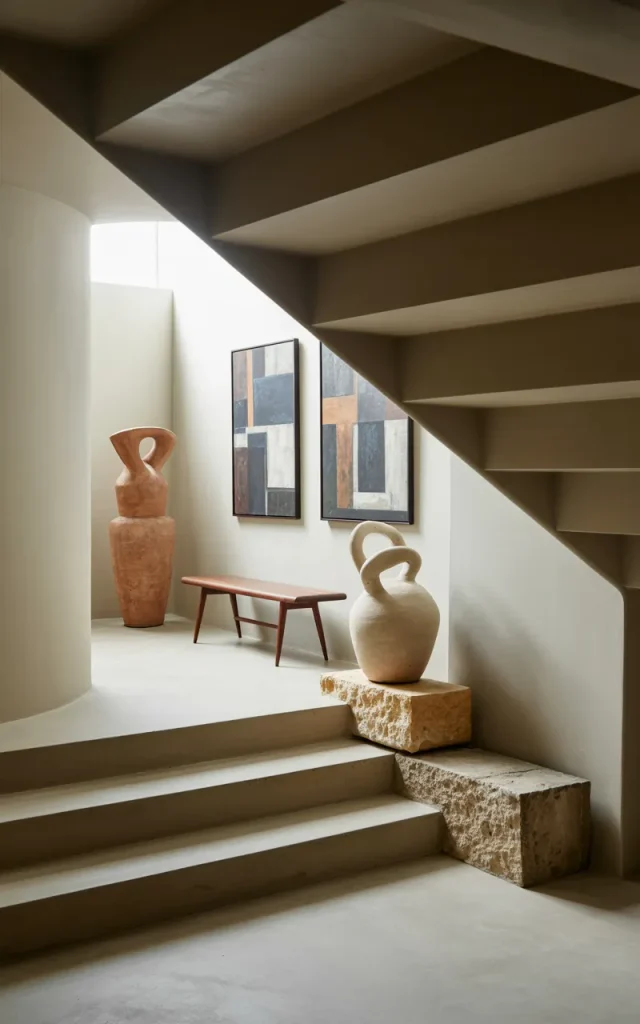 Style the landing with sculptural décor pieces