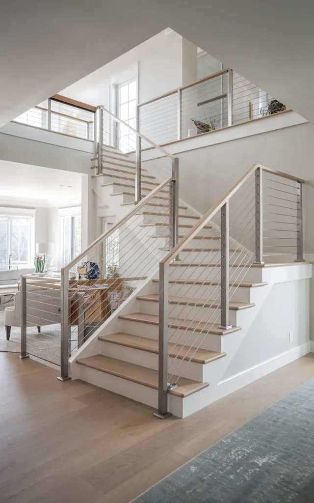 Swap traditional spindles for horizontal cable rails