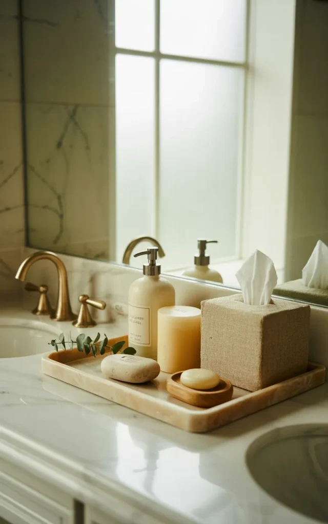 Use a tray to organize guest essentials.
