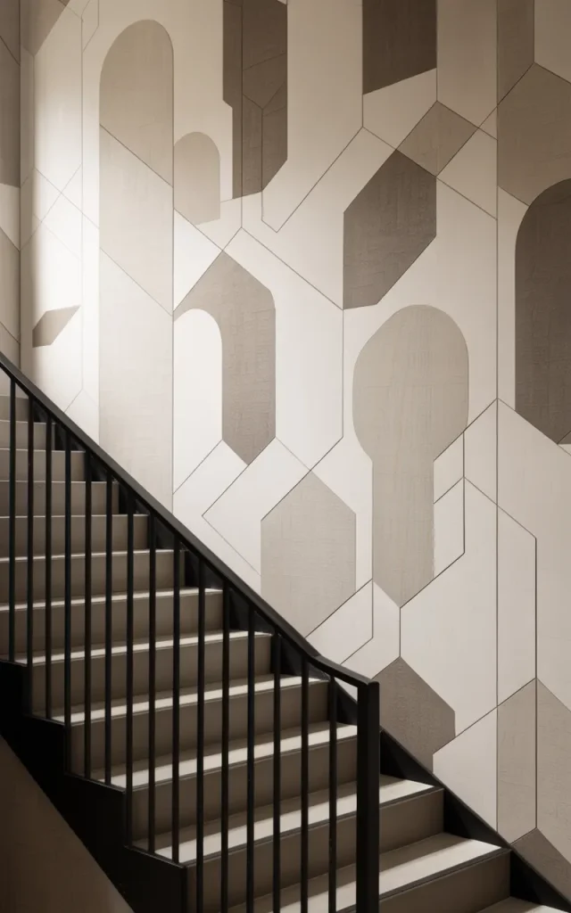Use geometric wallpaper for a modern statement