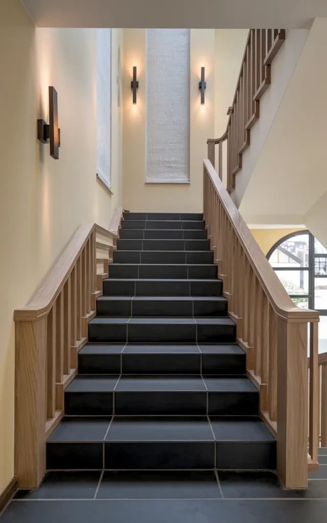 Use matte black tiles for a sleek modern edge