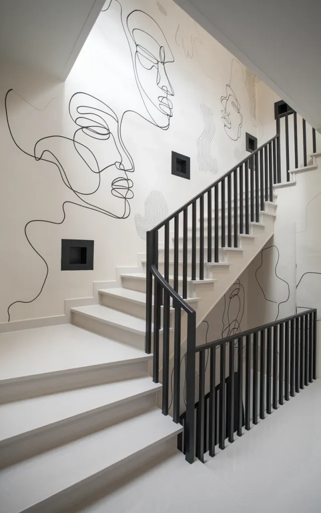 Use minimalist line art wallpaper for subtle sophistication