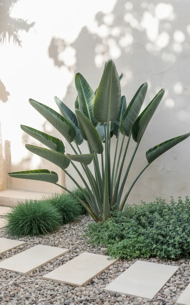 Use one bold focal plant.