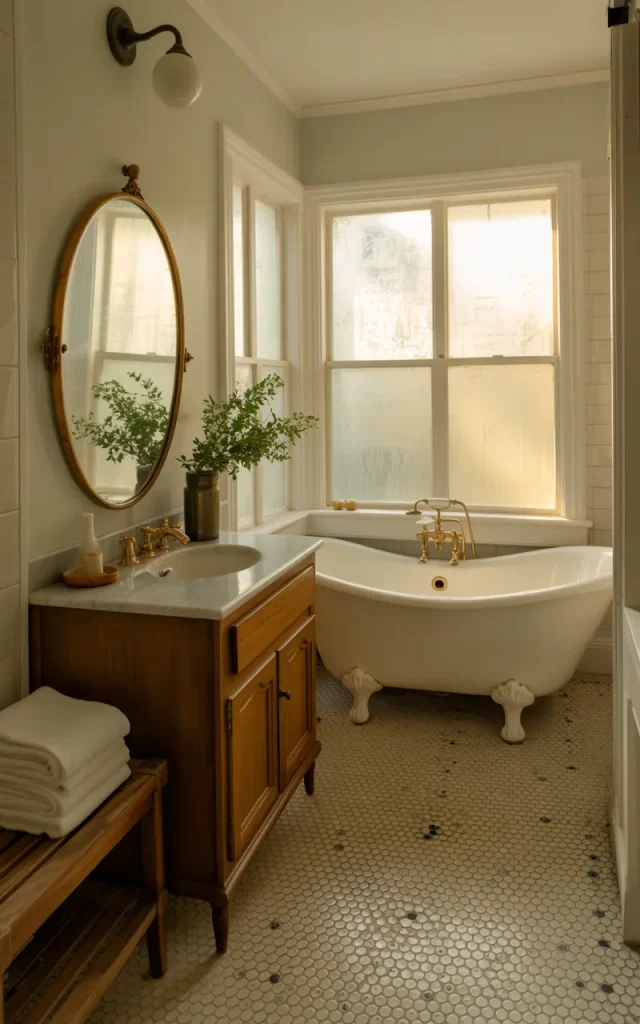 Use penny tiles to create texture underfoot