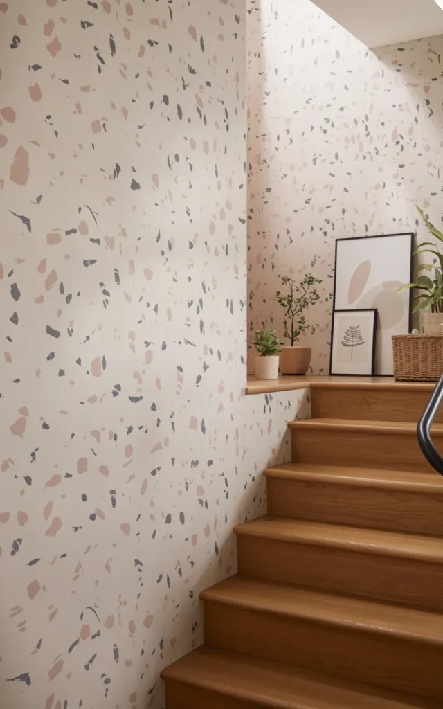 Use terrazzo wallpaper for playful texture