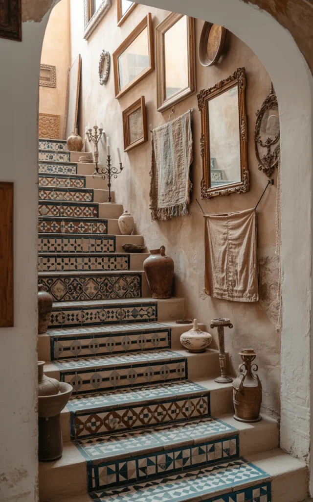 Use vintage encaustic tiles for old-world personality