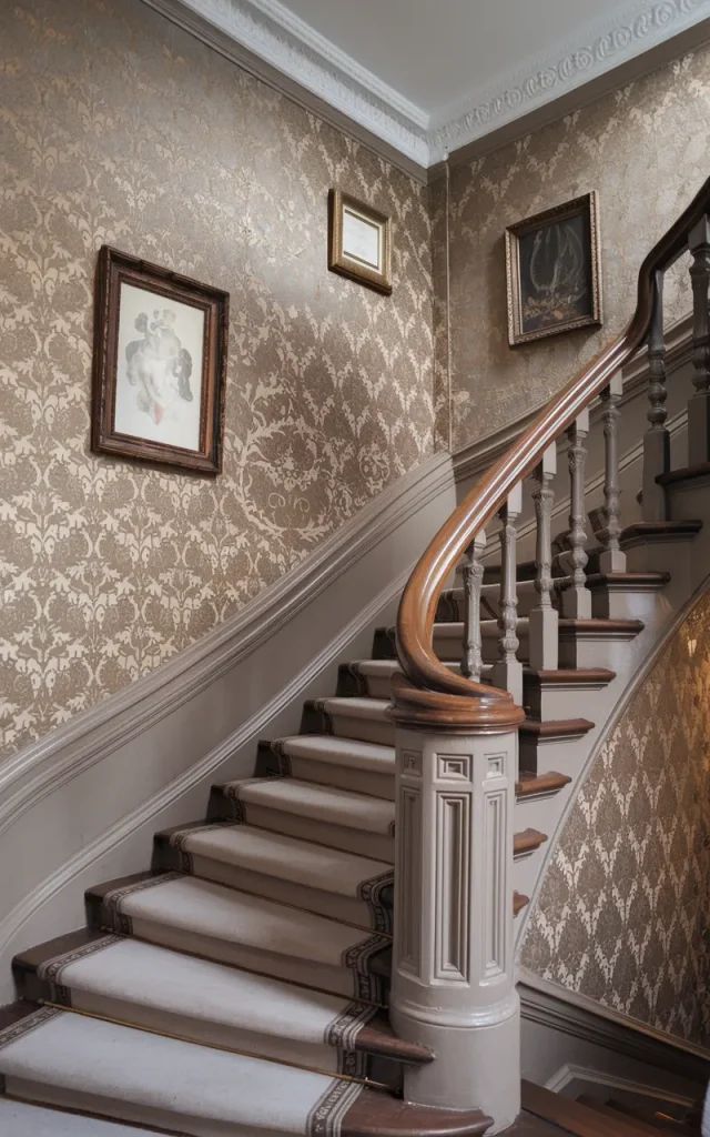 Wrap the wall in vintage damask wallpaper for timeless elegance