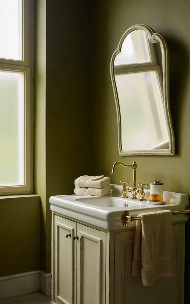 Add Vintage Charm With Antique Brass and Dark Walls