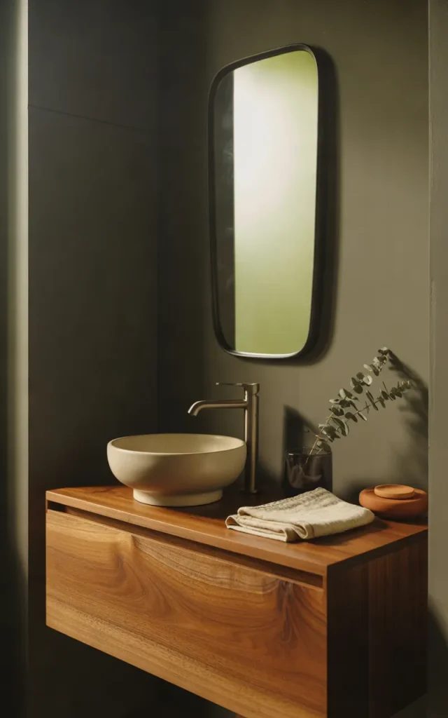 Add Warmth With a Walnut Bathroom Vanity