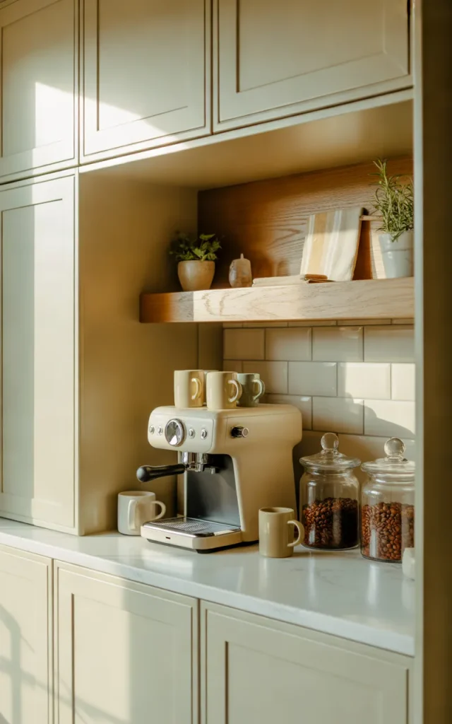 Add a Dedicated Coffee Station With Matching Cabinets