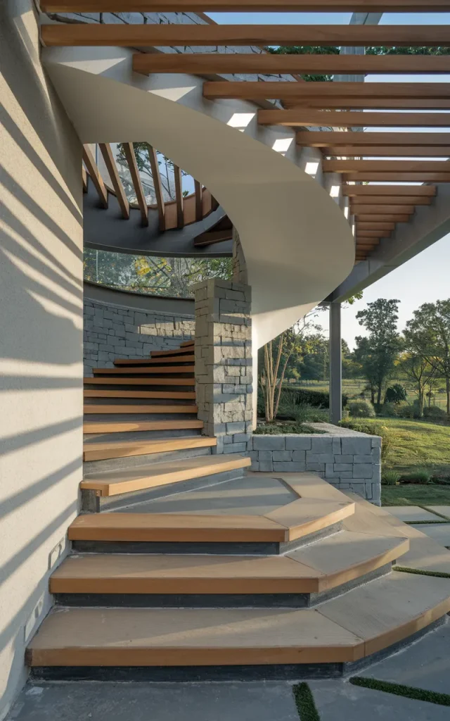 Add curved railing extensions for artistic flow