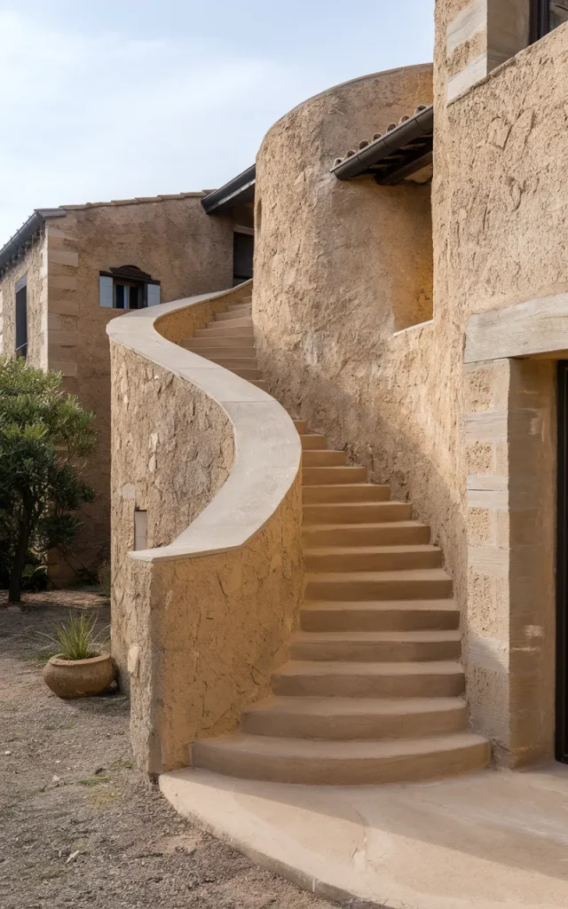Build a stone spiral staircase for rustic villas