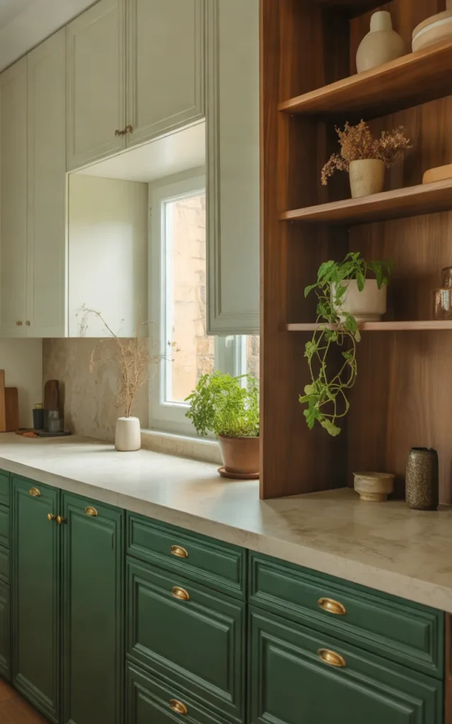 Choose Deep Green Kitchen Cabinets