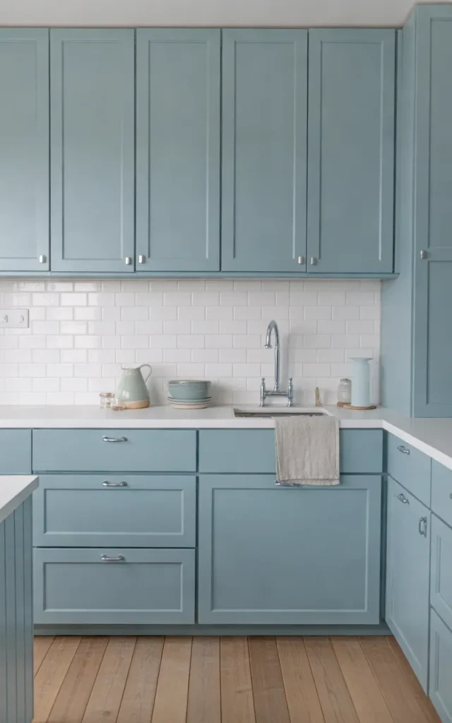 Choose Soft Blue Cabinets for a Fresh, Airy Kitchen