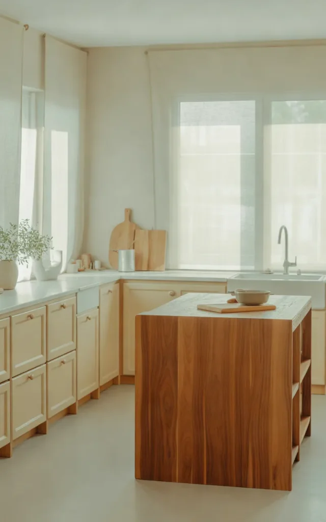 Choose Two-Tone Cabinets With a Wood Island
