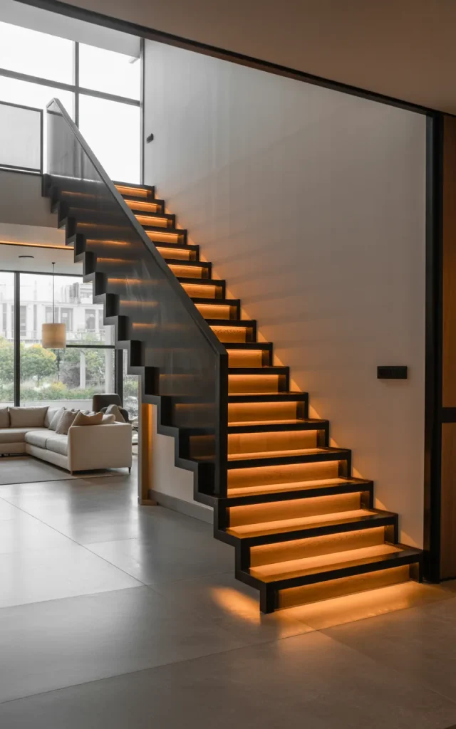 Combine iron with LED lighting strips for glow