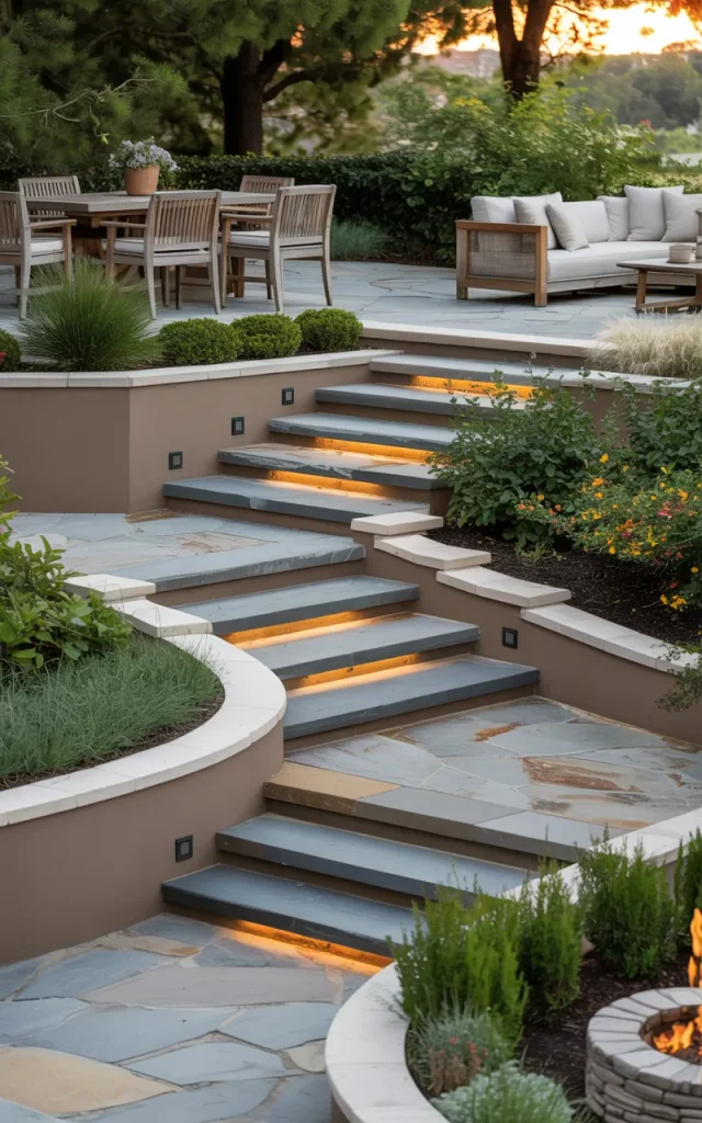 Connect Multiple Outdoor Rooms With Stairs