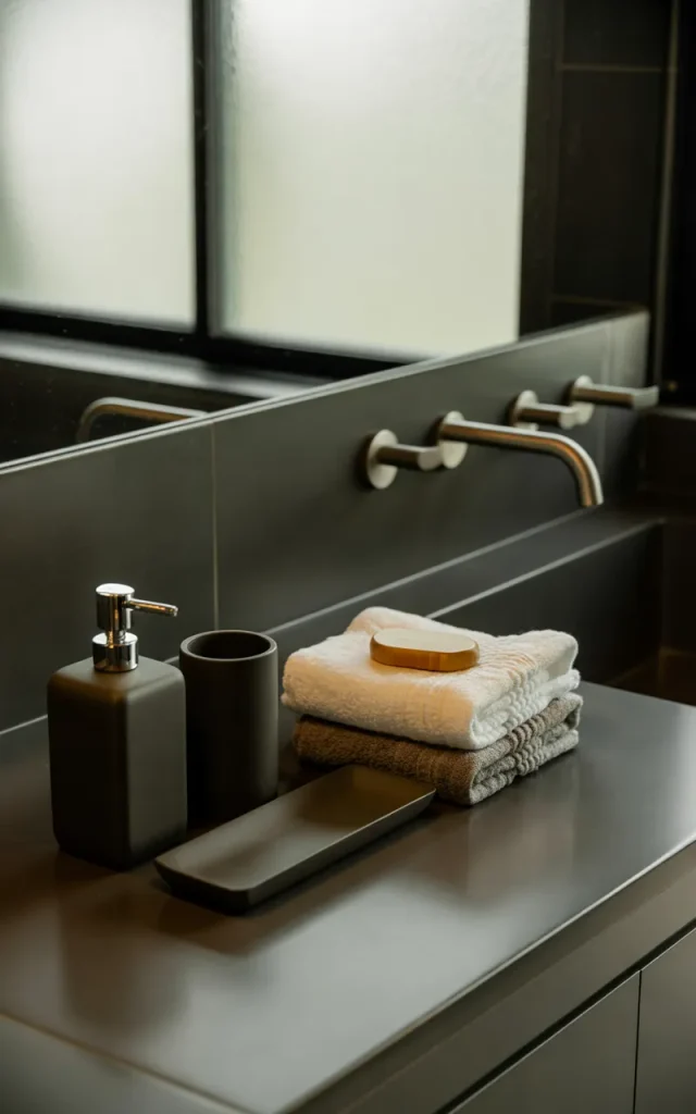 Decorate a Dark Bathroom With Minimalist Accessories