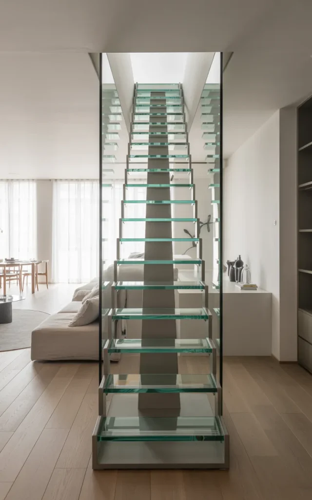 Design a compact glass staircase for small homes 🏠