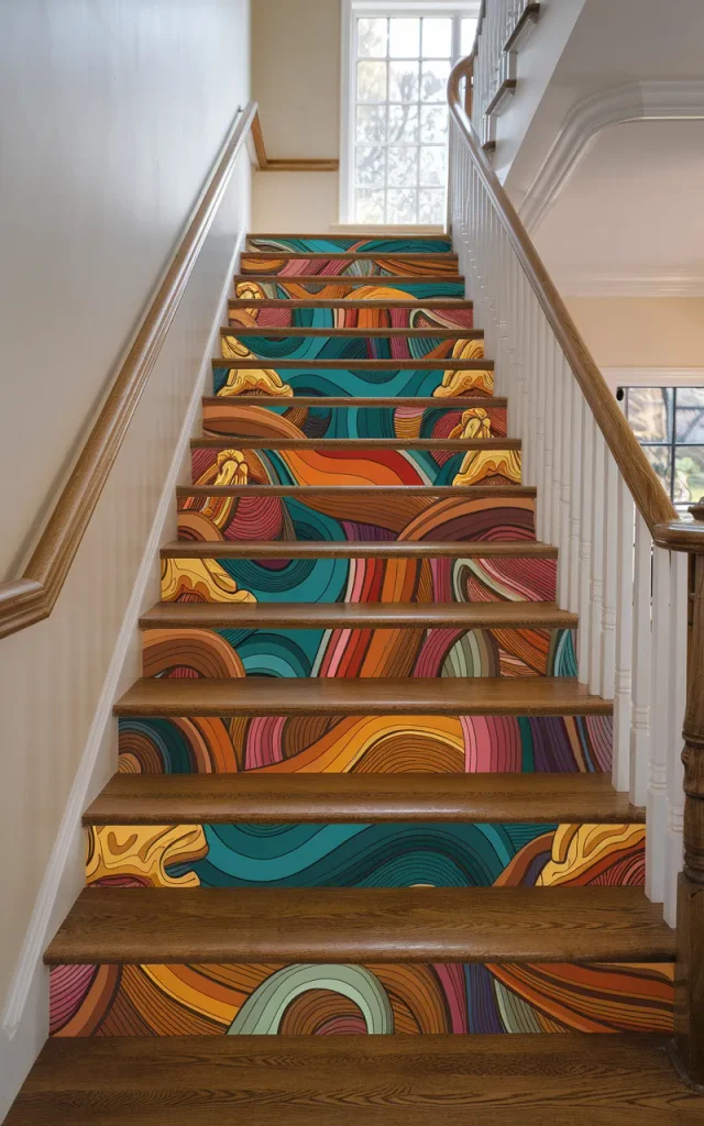 Design fully custom mural-style tiled stairs 🎭