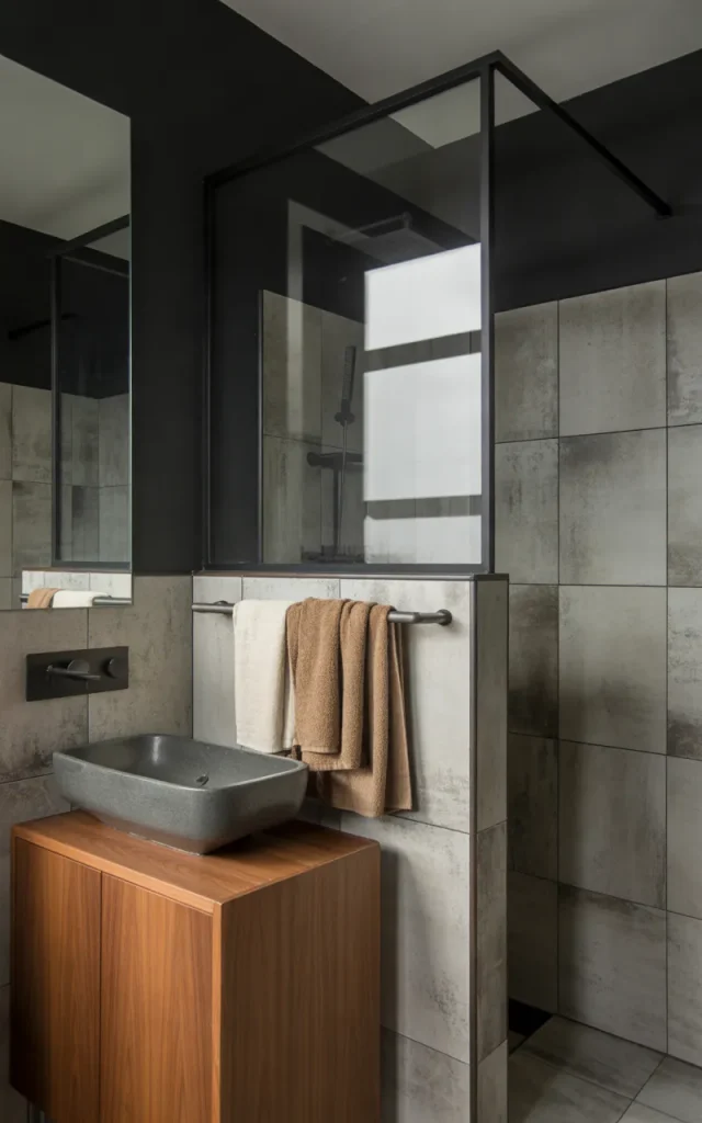 Embrace a Dark Bathroom With Industrial Details