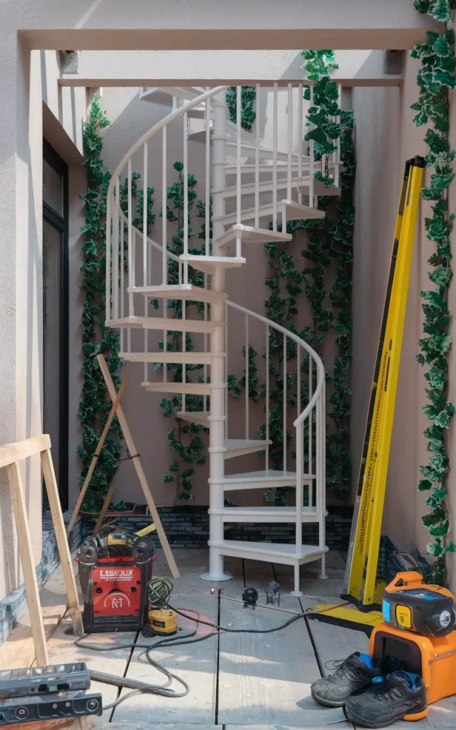 Equip your spiral staircase build with essential outdoor tools