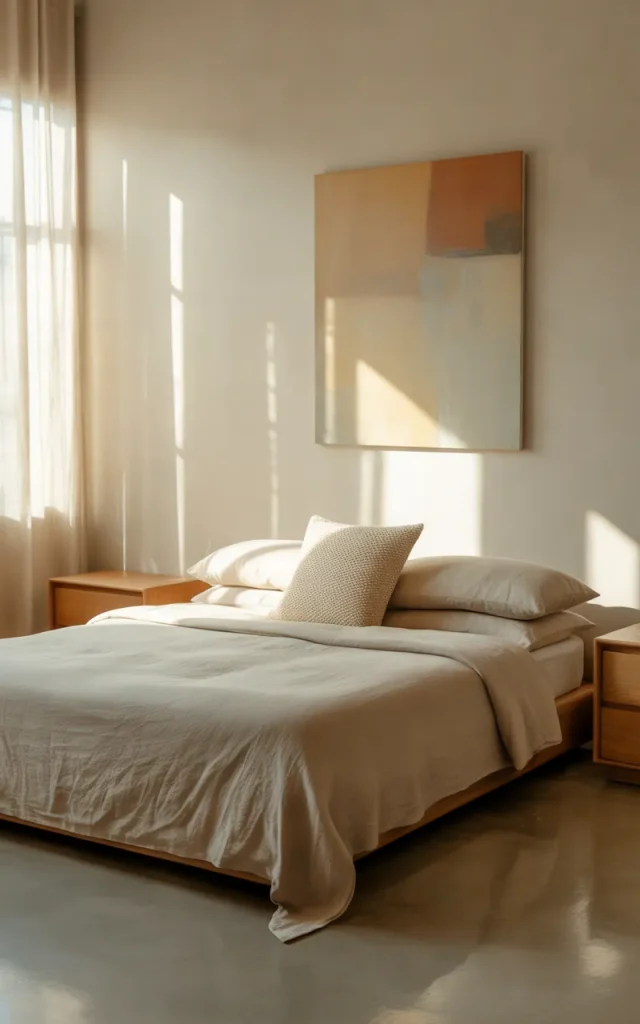 Hang Minimalist Artwork Above the Bed