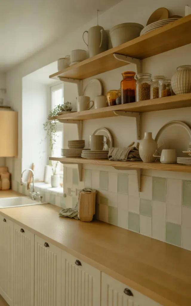 Incorporate Open Shelving Between Cabinets