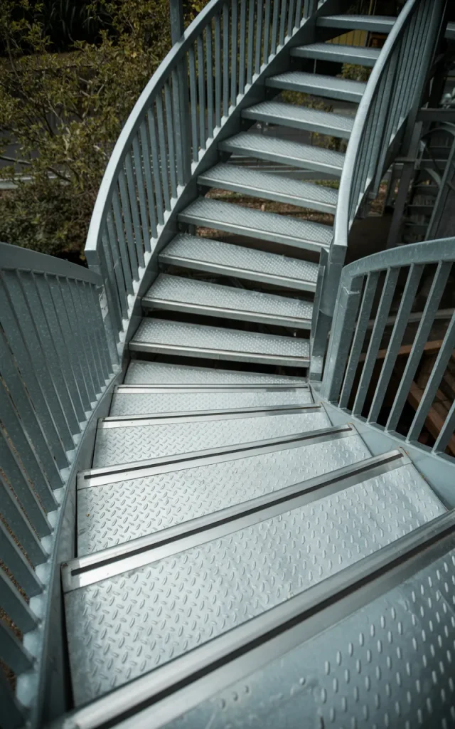 Incorporate anti-slip textured metal steps for safety