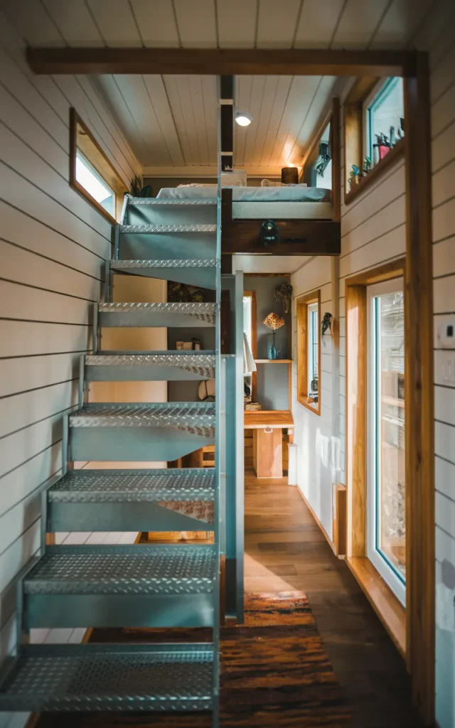 Install compact steel stairs for tiny homes (Small space hack)