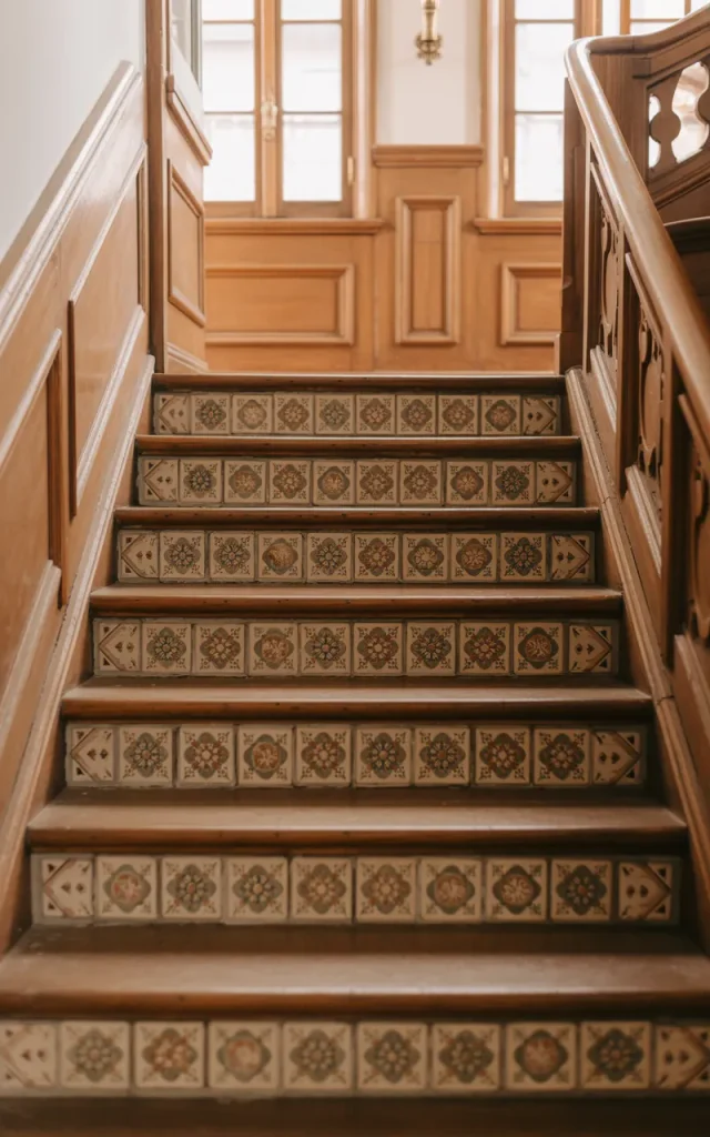 Install encaustic tiles for vintage storytelling 📚