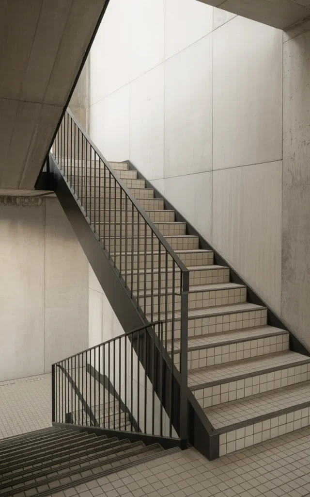 Install matte grey tiles for industrial minimalism 🧱