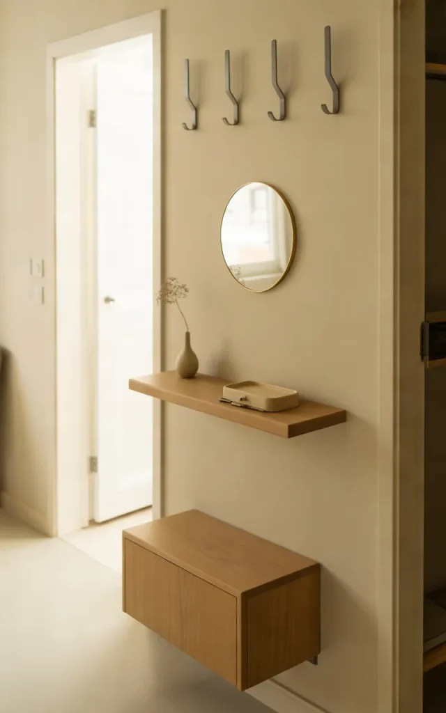 Make a Small Entryway Feel Bigger with Wall-Mounted Furniture