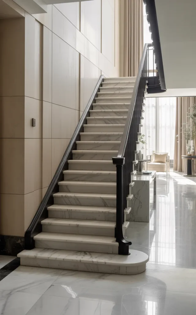 Mix steel structure with marble treads (Budget alternatives)