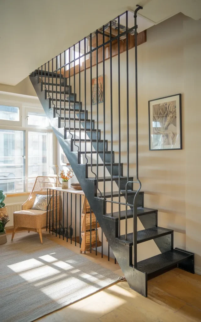 Optimize small spaces with slim iron stair designs (Small space hack)