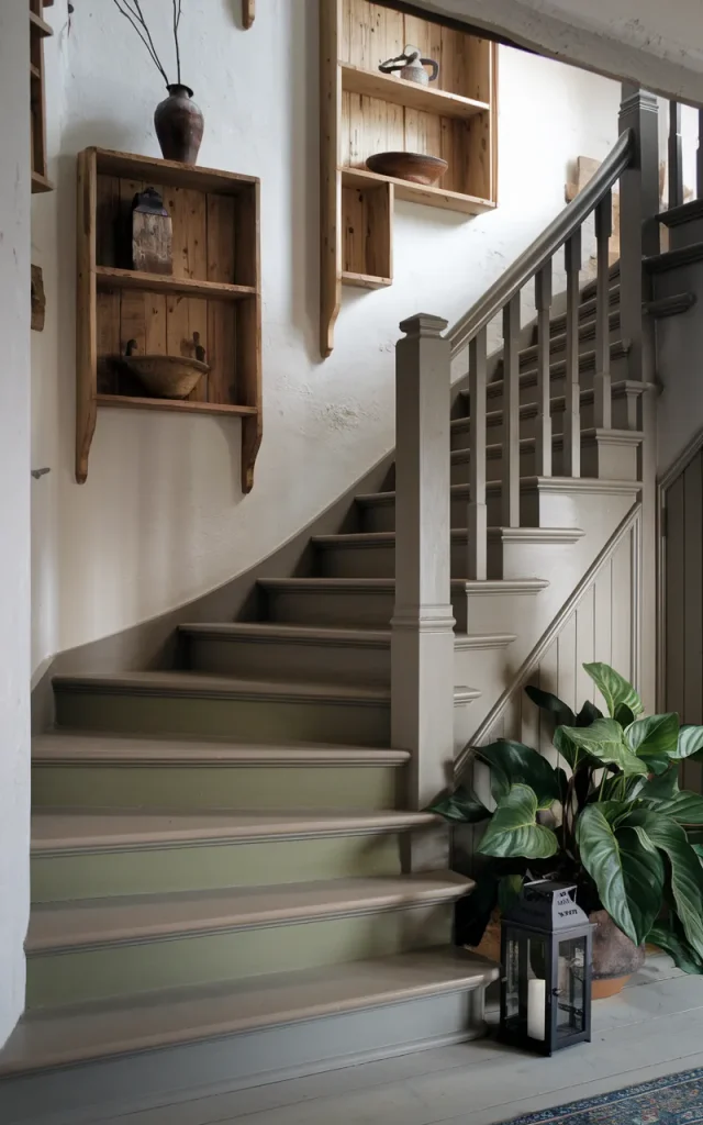 Paint the stair risers in muted heritage tones