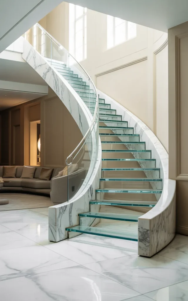 Pair glass stairs with a marble base 🪨
