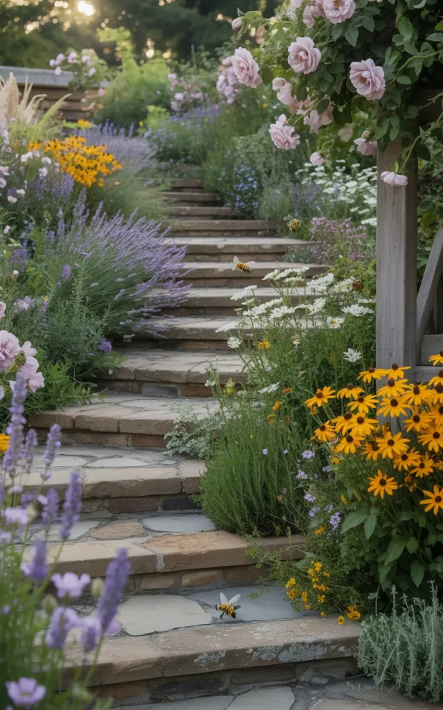 Surround the Stairs With Wildflower Plantings
