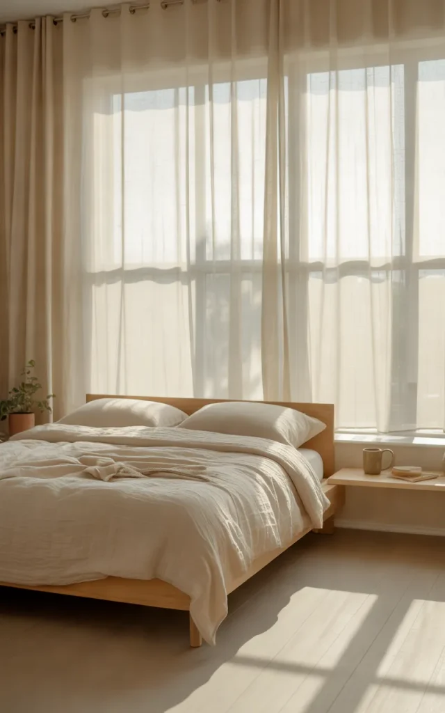 Use Floor-Length Curtains in a Matching Shade