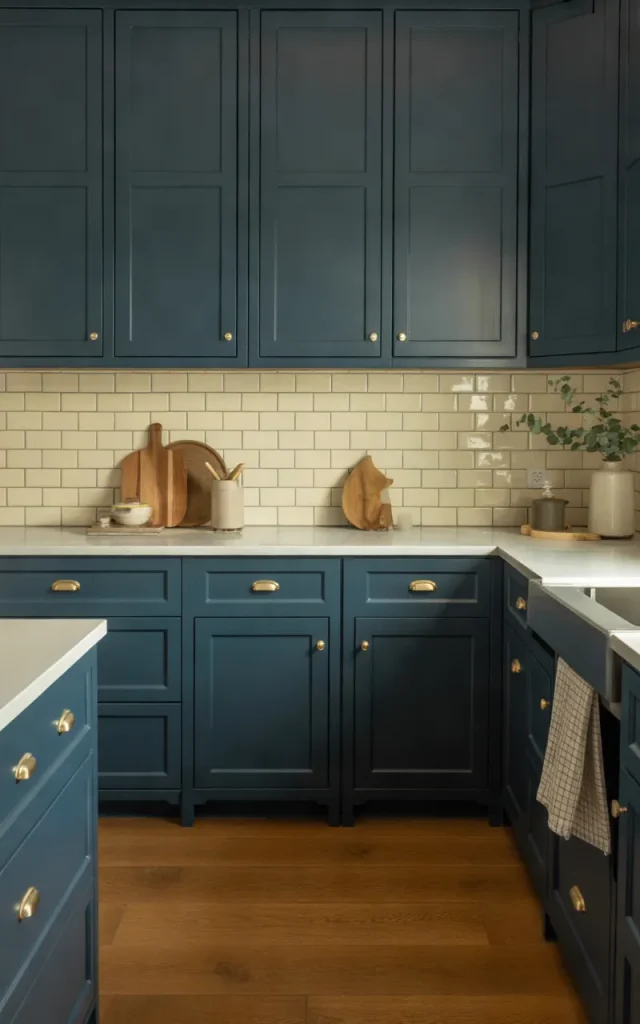 Use Navy Blue Cabinets for a Rich, Timeless Finish