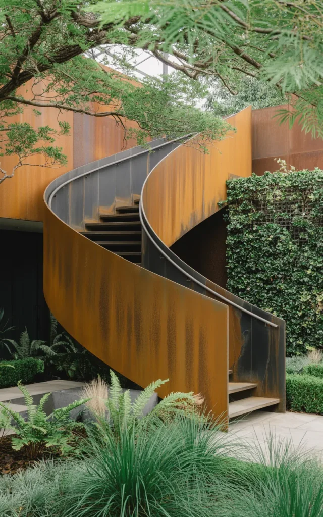 Use corrosion-resistant corten steel for an industrial look